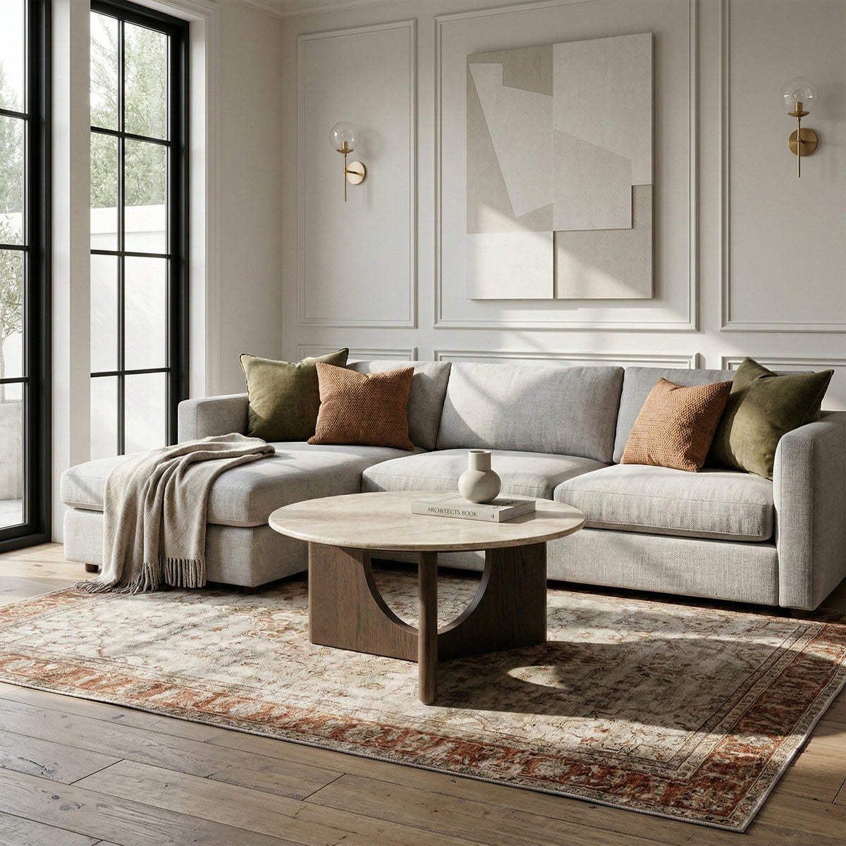 Mylor Travertine Top Coffee Table