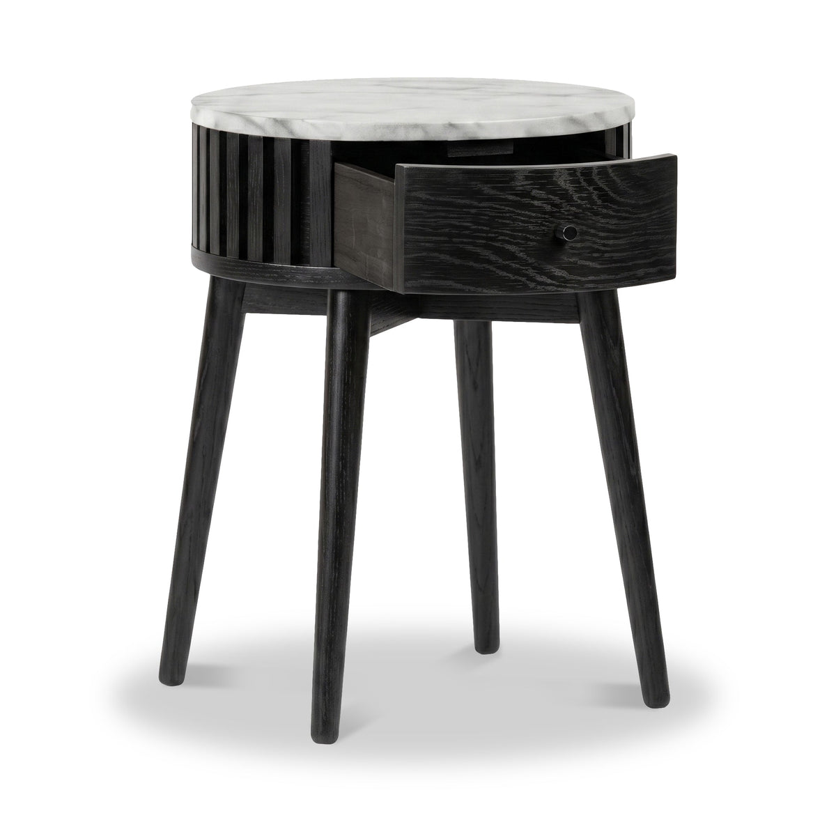 Shorwell Black & Marble 1 Drawer Side Table