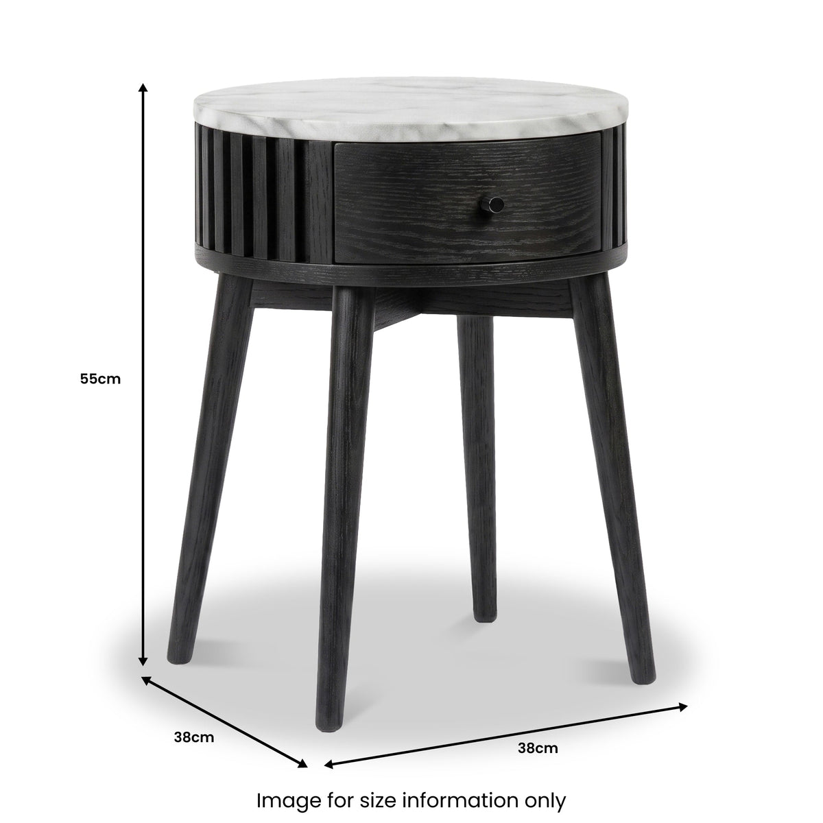 Shorwell Black & Marble 1 Drawer Side Table
