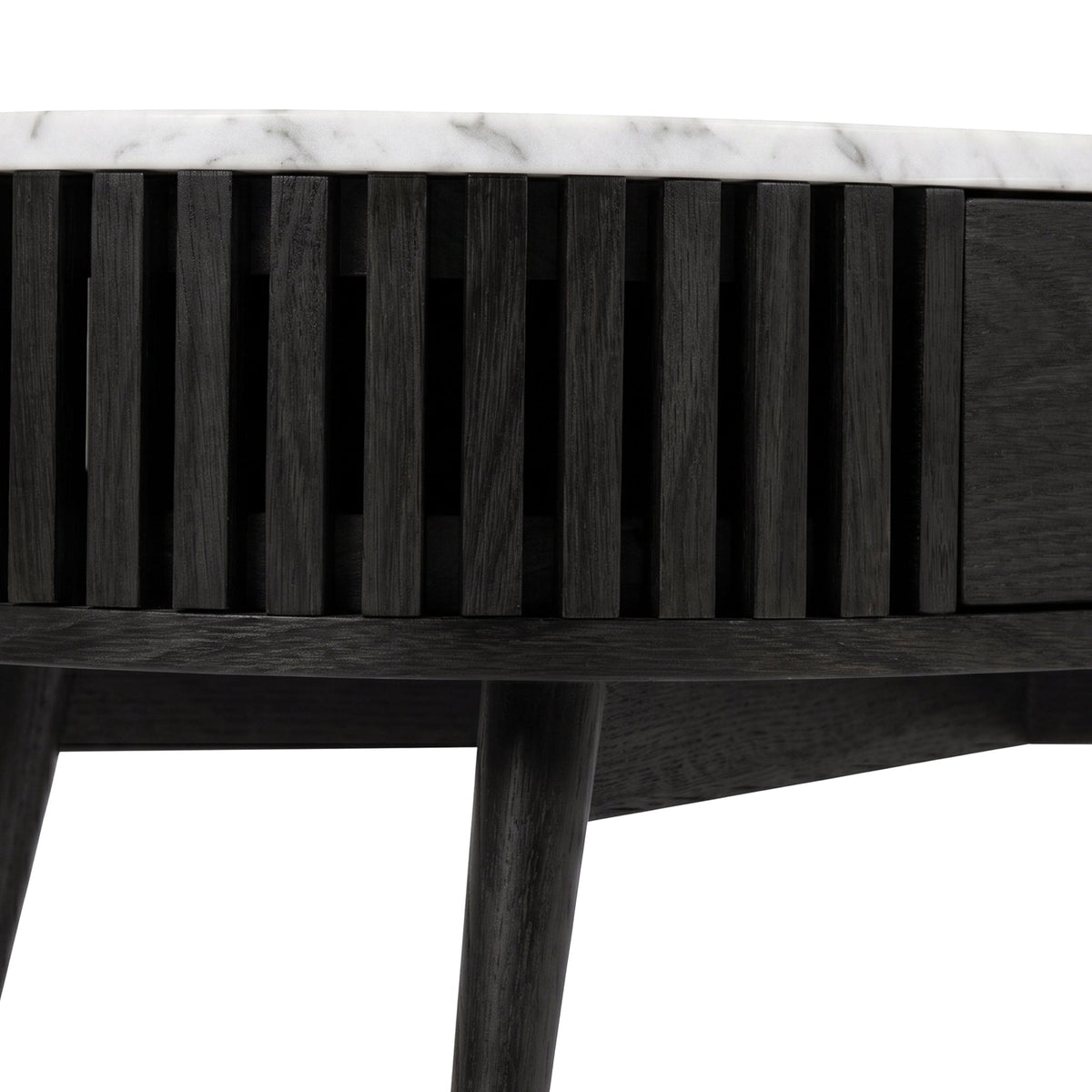 Shorwell Black & Marble 1 Drawer Oval Coffee Table