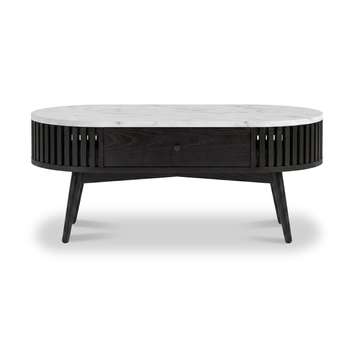Shorwell Black & Marble 1 Drawer Oval Coffee Table