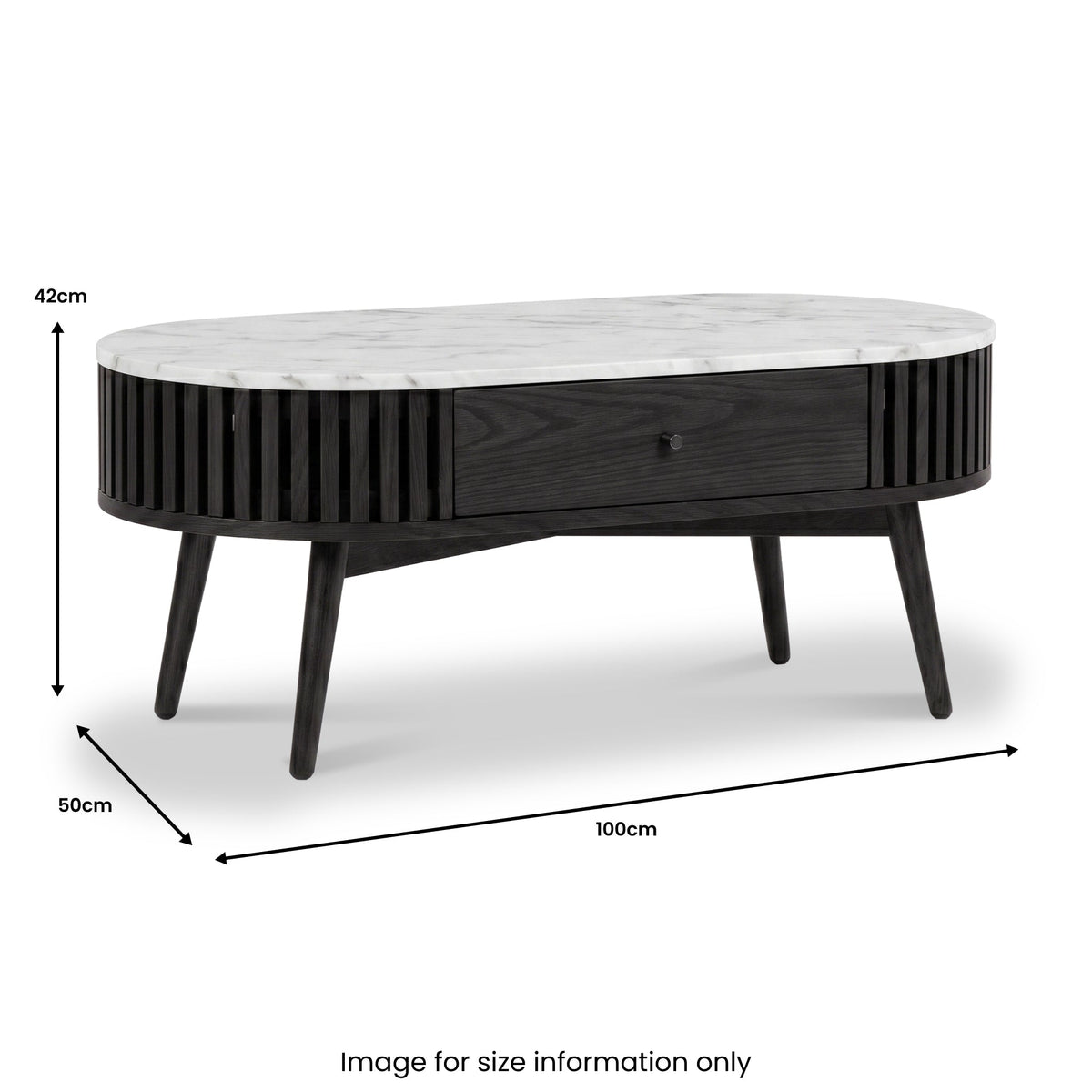 Shorwell Black & Marble 1 Drawer Oval Coffee Table