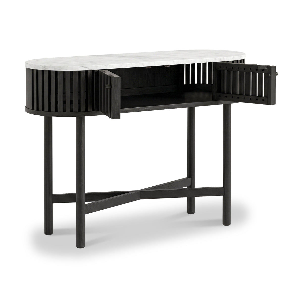Shorwell Black & Marble Oval Console Table