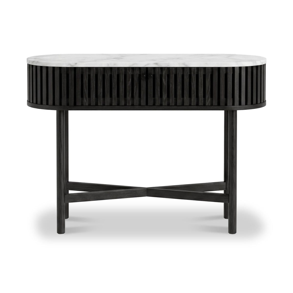 Shorwell Black & Marble Oval Console Table