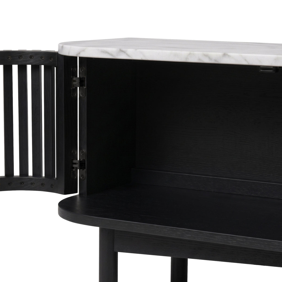 Shorwell Black & Marble Slatted 130cm TV Unit