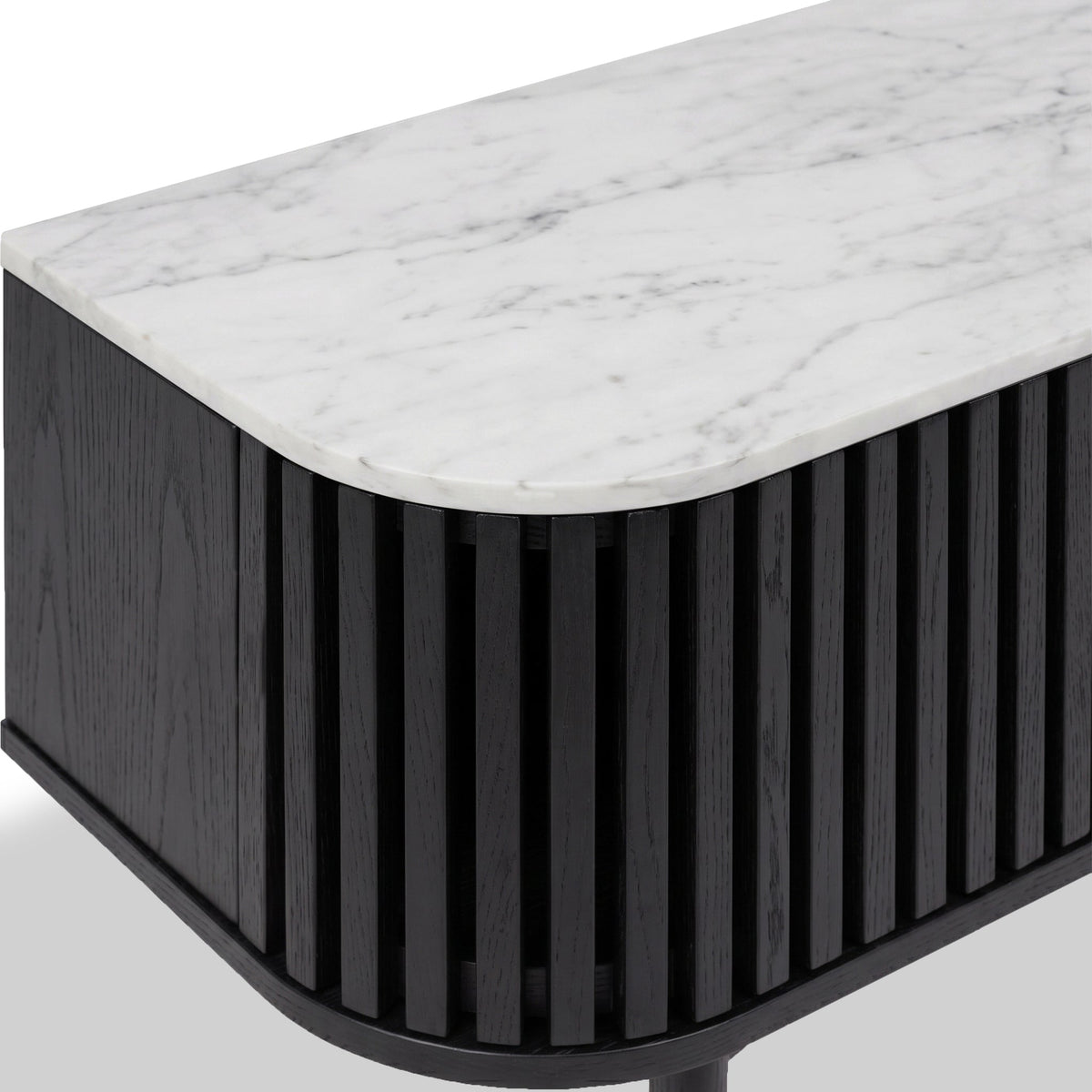 Shorwell Black & Marble Slatted 130cm TV Unit