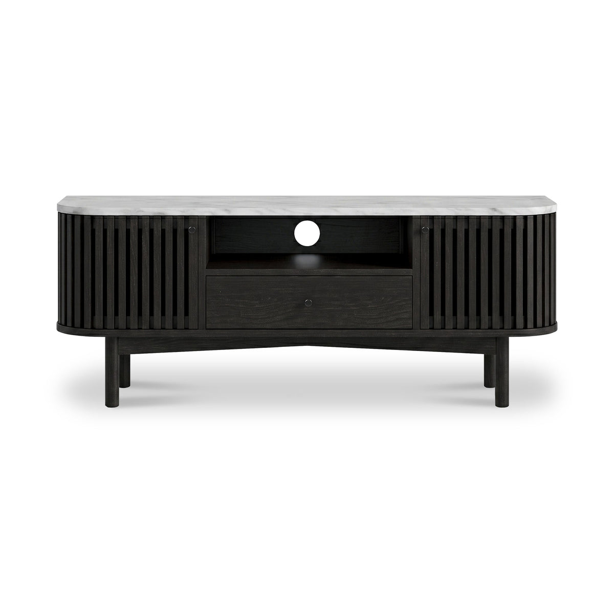 Shorwell Black & Marble Slatted 130cm TV Unit