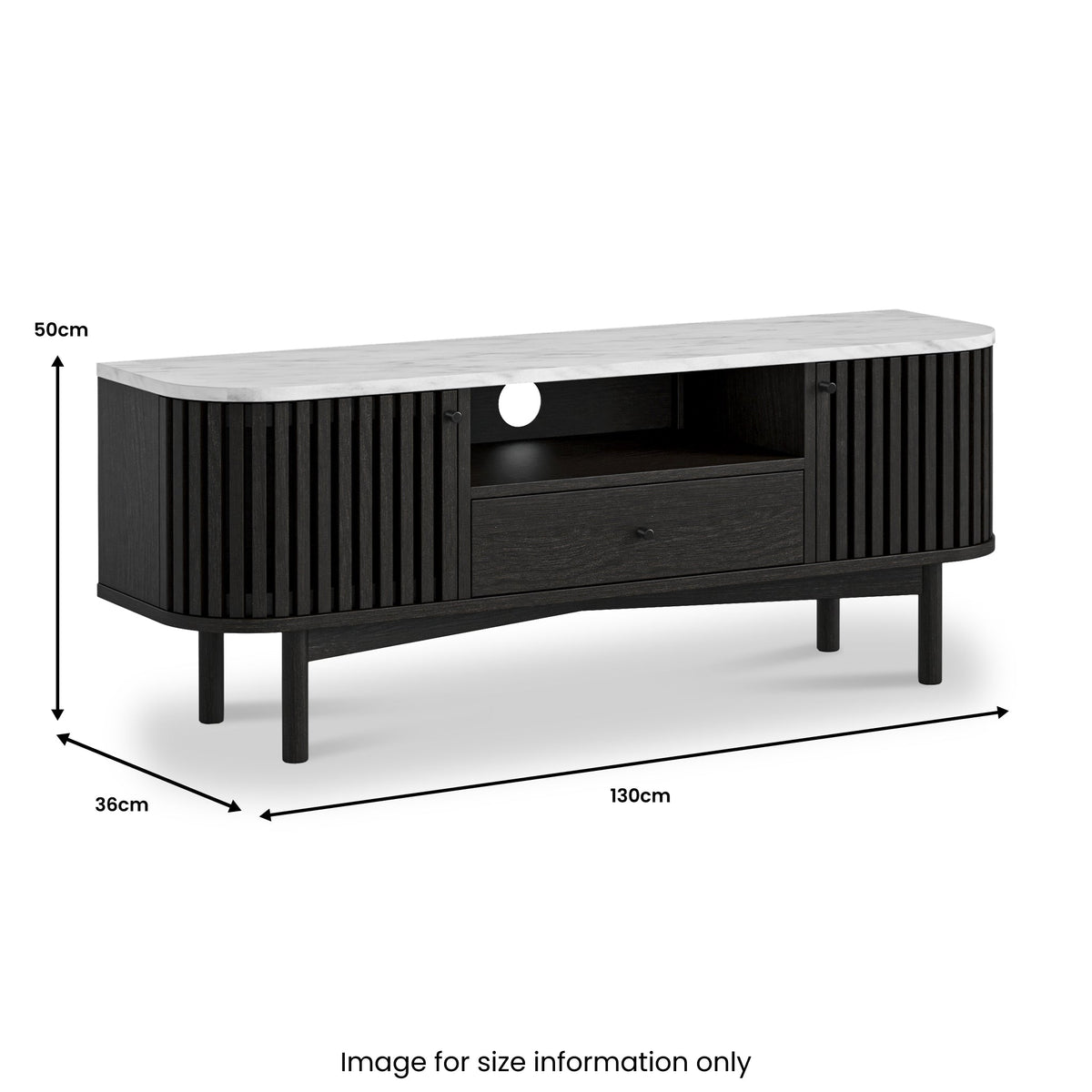 Shorwell Black & Marble Slatted 130cm TV Unit