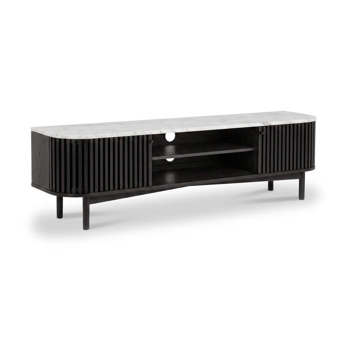 Shorwell Black & Marble Slatted 180cm TV Unit