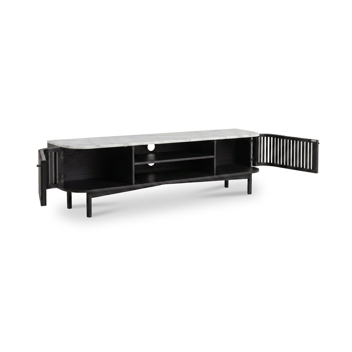 Shorwell Black & Marble Slatted 180cm TV Unit