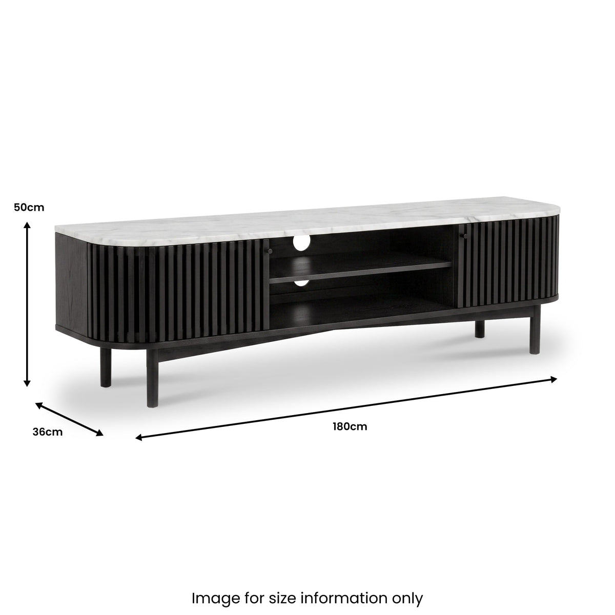Shorwell Black & Marble Slatted 180cm TV Unit