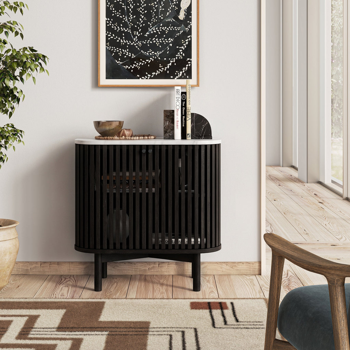 Shorwell Black & Marble Cupboard