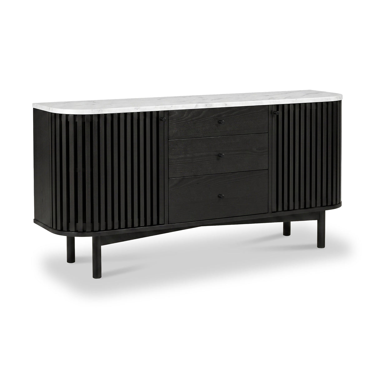 Shorwell Black & Marble 3 Drawer Sideboard