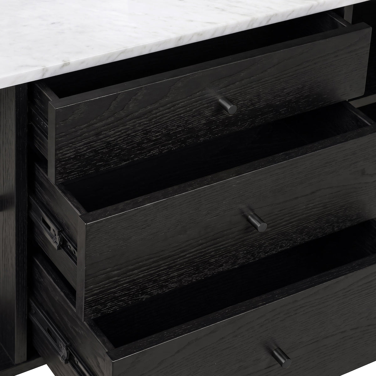 Shorwell Black & Marble 3 Drawer Sideboard