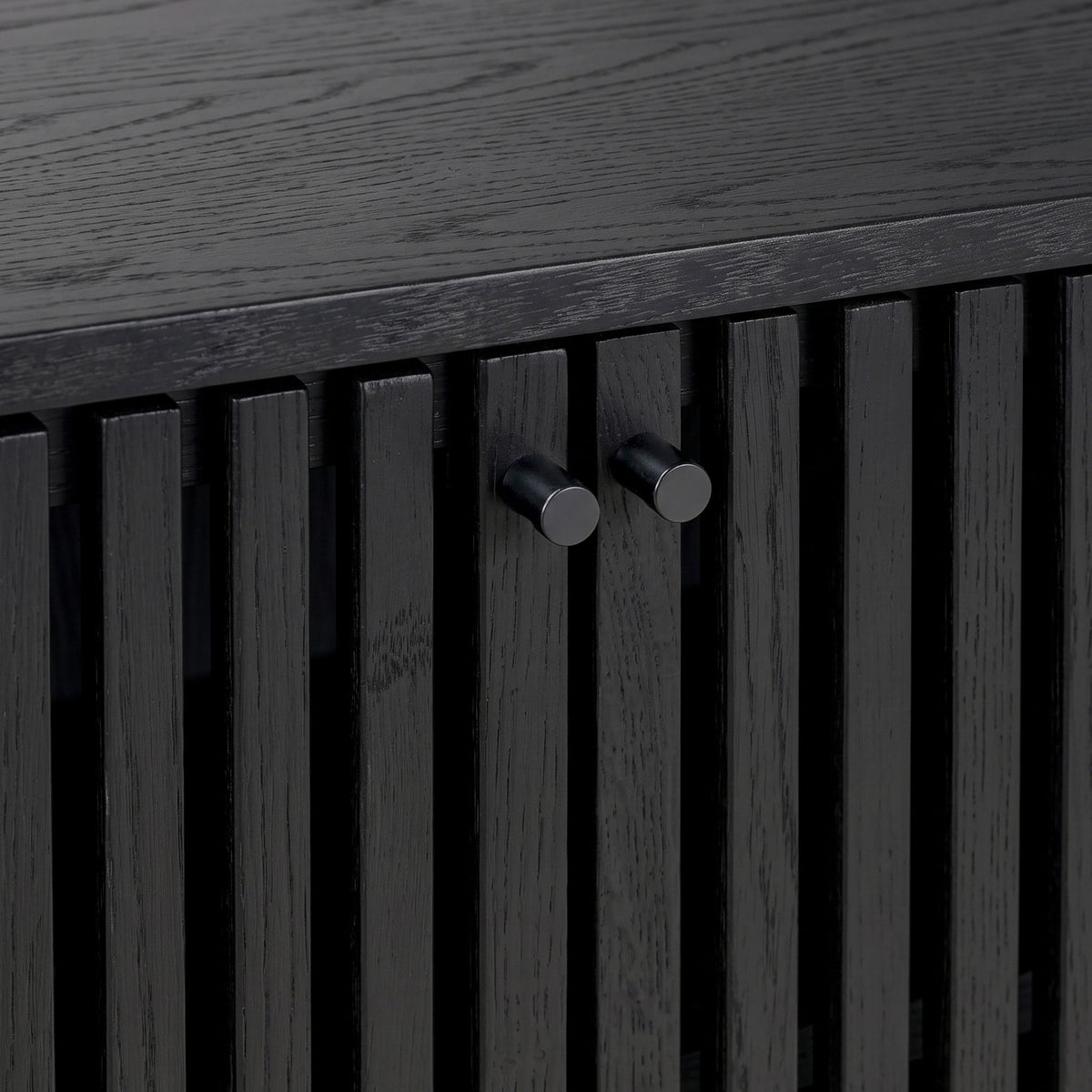 Shorwell Black & Marble Slatted 2 Drawer 2 Door Cabinet