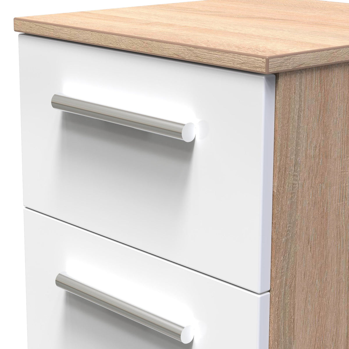 Blakely White & Light Oak 2 Drawer Bedside Cabinet
