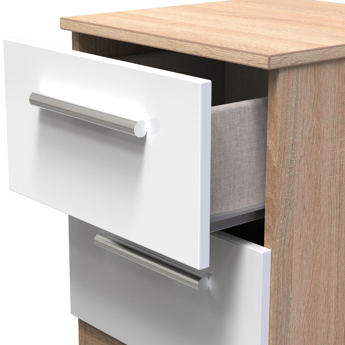 Blakely White & Light Oak 2 Drawer Bedside Cabinet