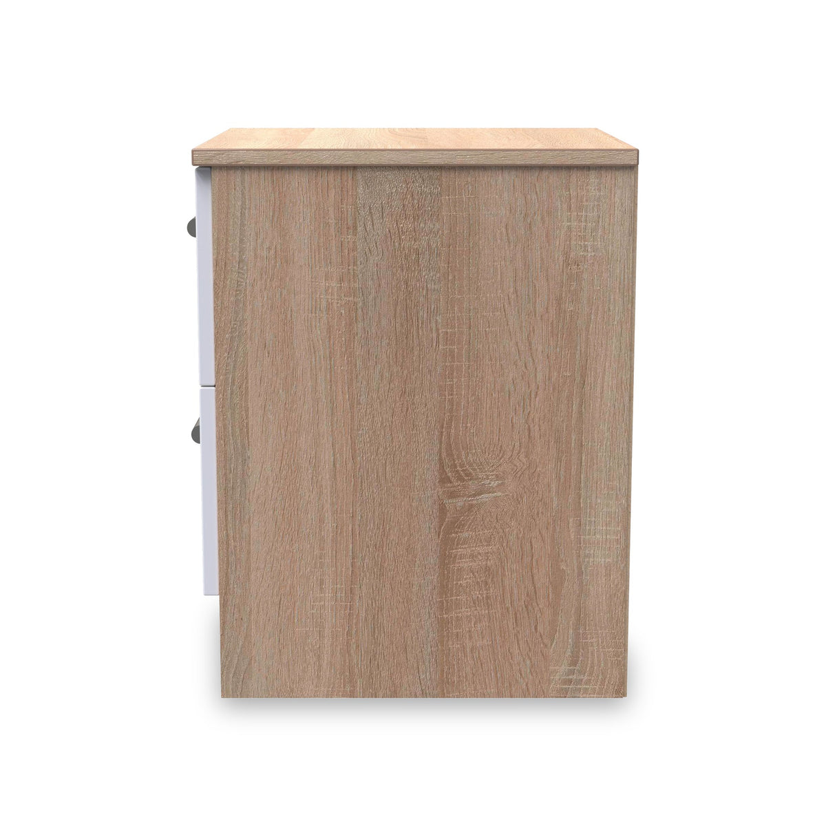 Blakely White & Light Oak 2 Drawer Bedside Cabinet