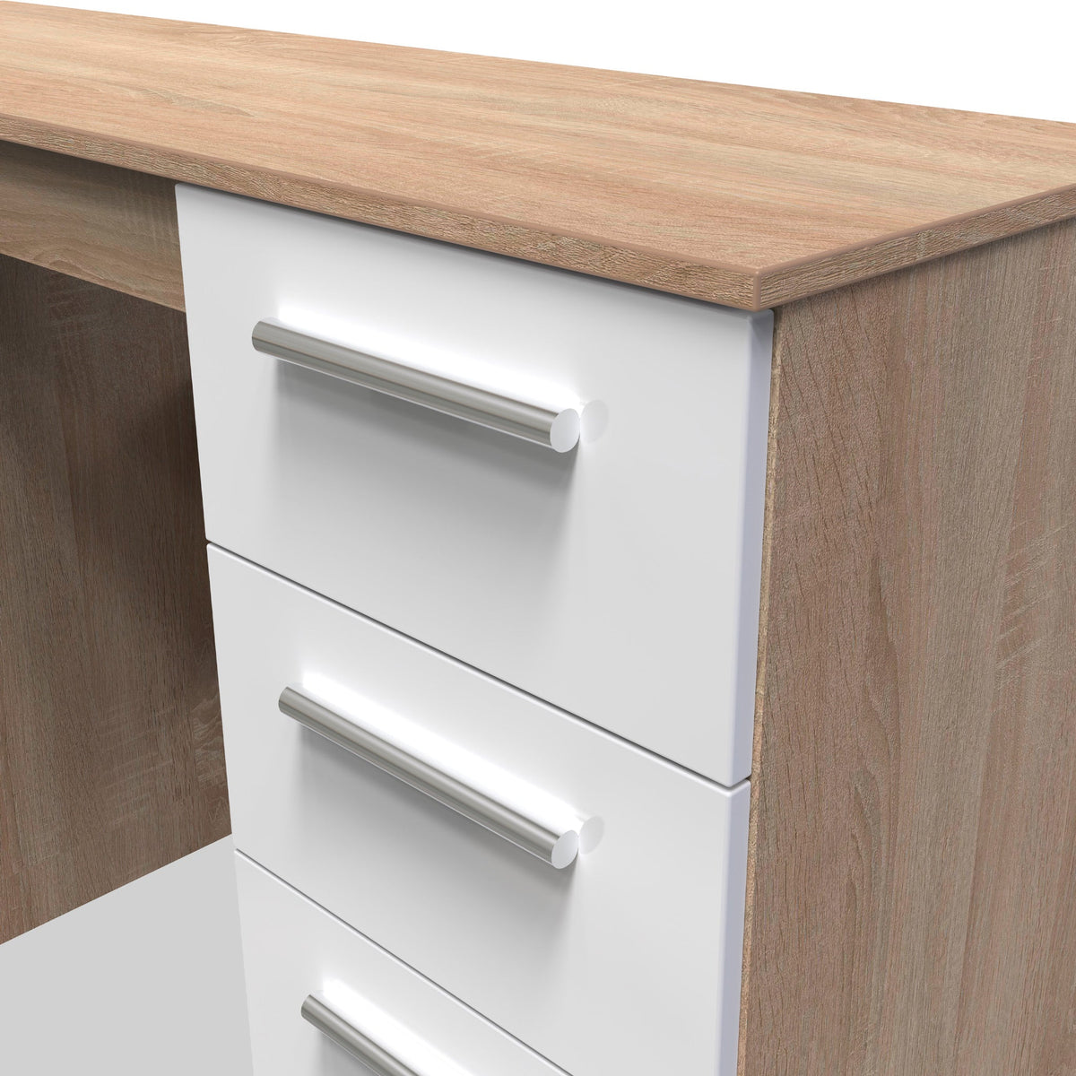 Blakely White & Light Oak 6 Drawer Storage Desk
