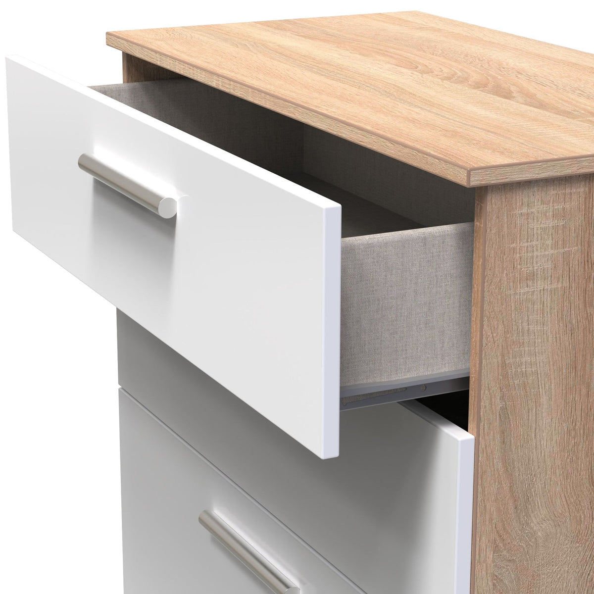Blakely White & Light Oak 4 Drawer Deep Chest