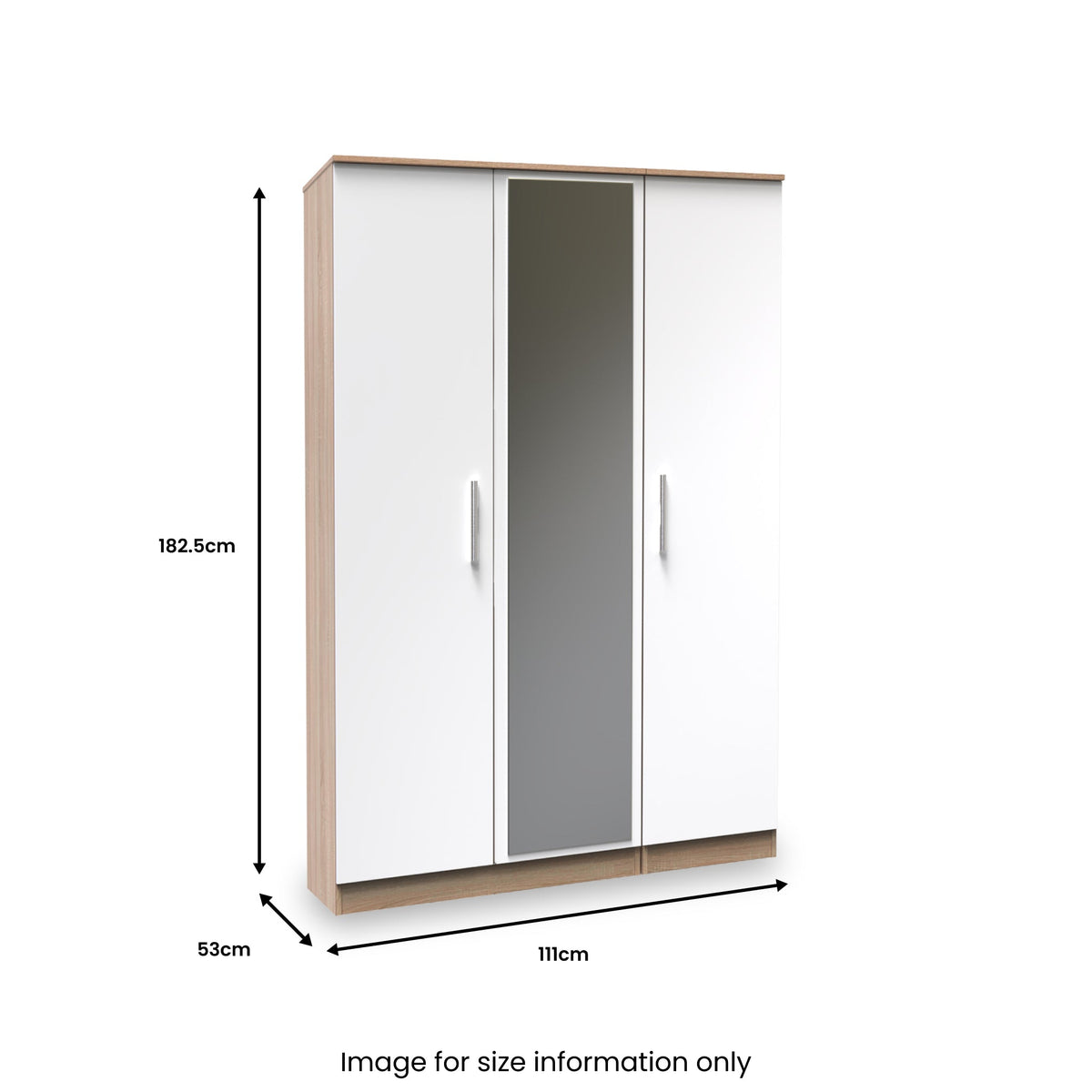 Blakely White & Light Oak Triple Mirror Wardrobe
