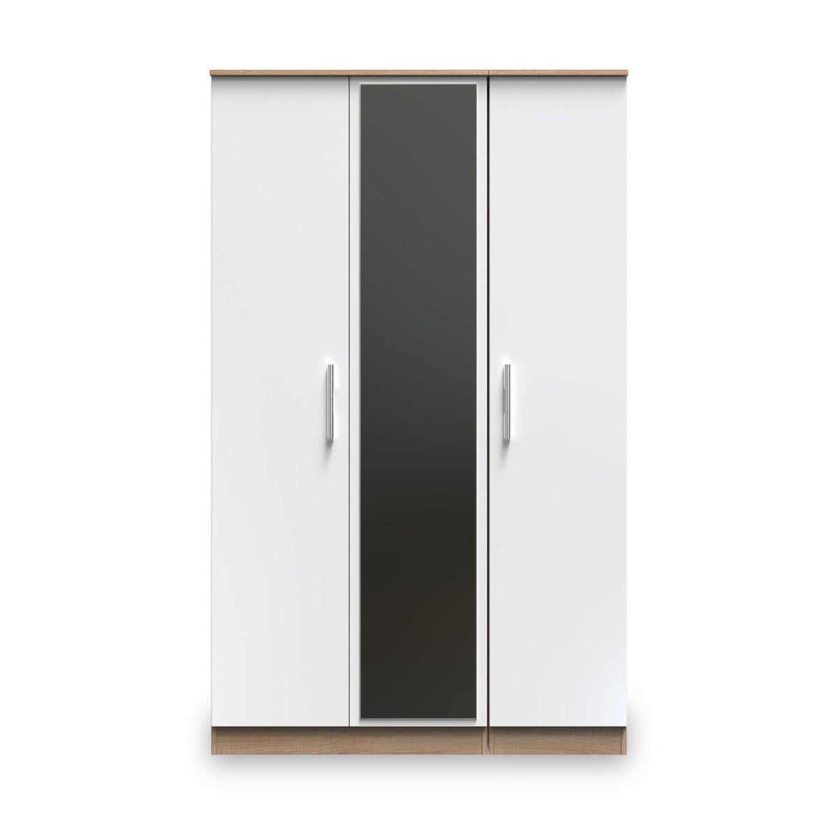 Blakely White & Light Oak Triple Mirror Wardrobe