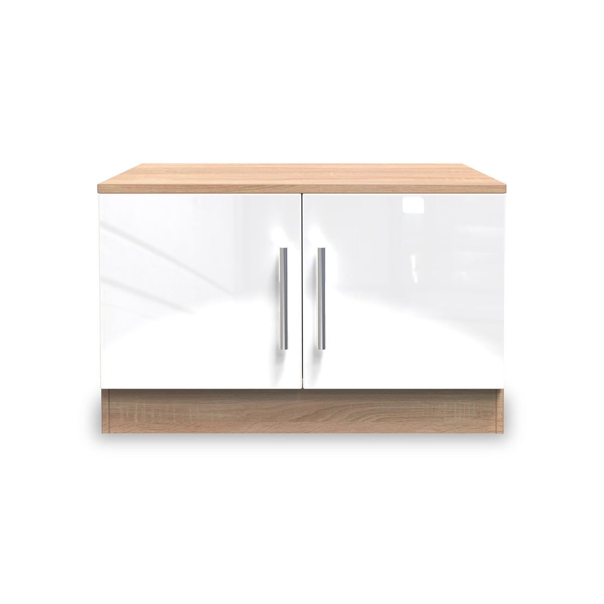 Blakely White & Light Oak Compact 2 Door TV Unit
