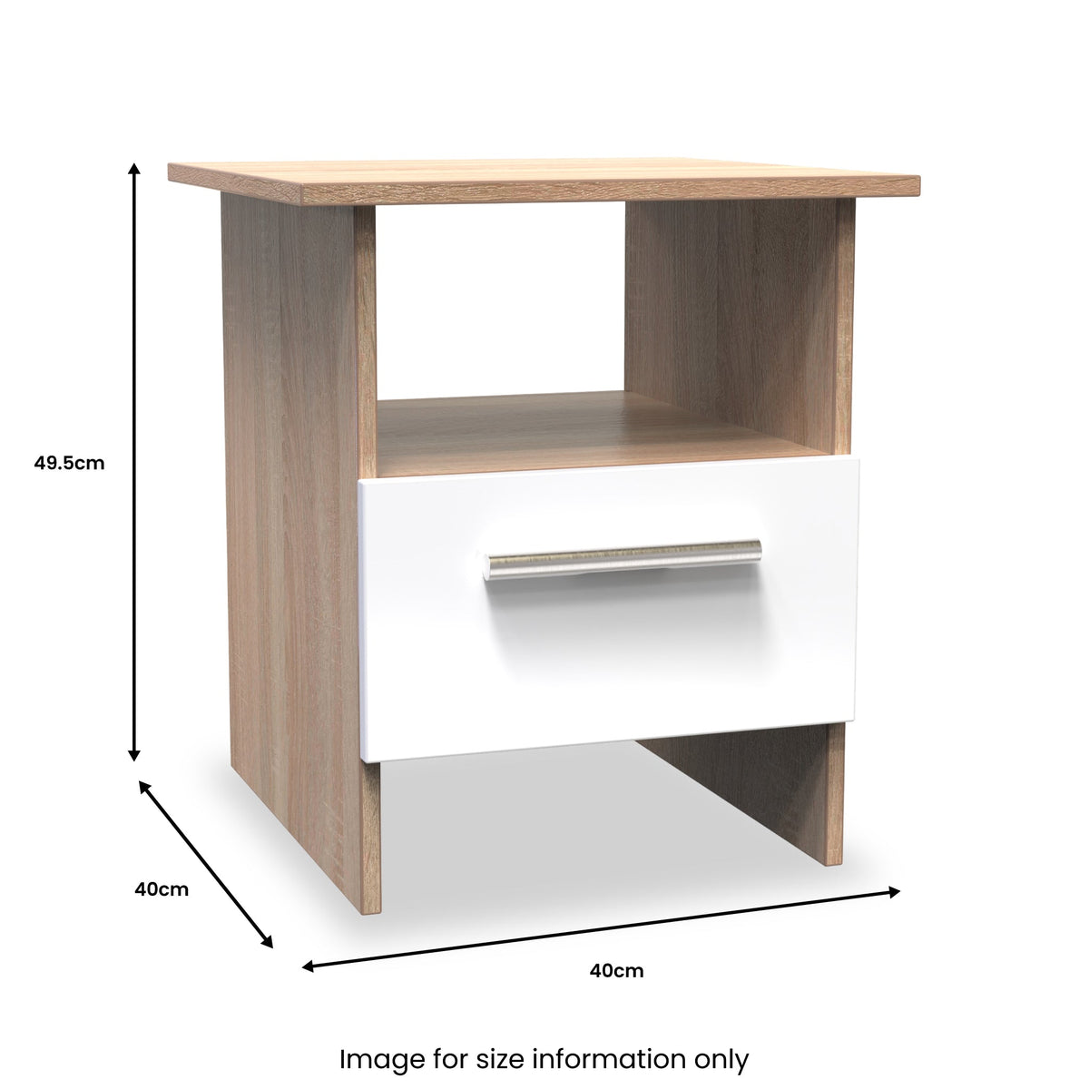 Blakely White & Light Oak 1 Drawer Lamp Table