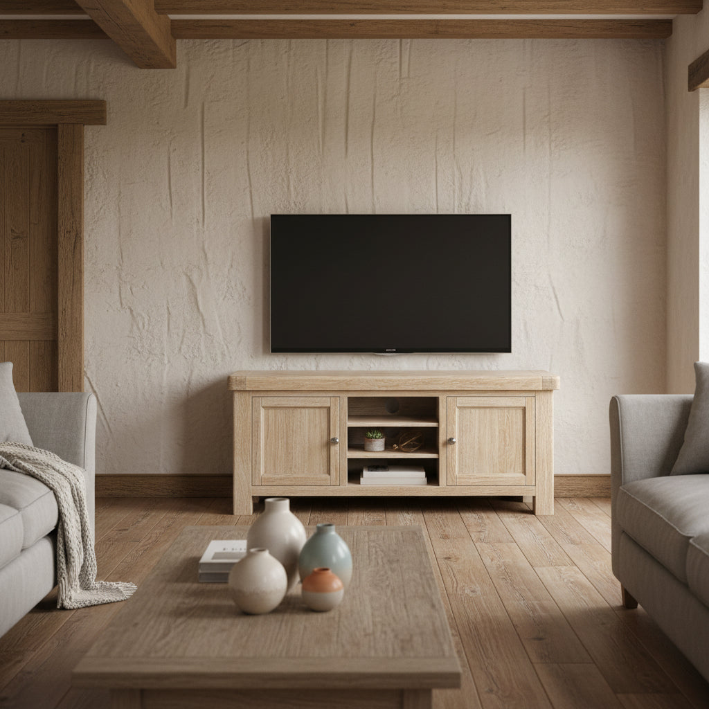 Portland Washed Oak 140cm TV Unit