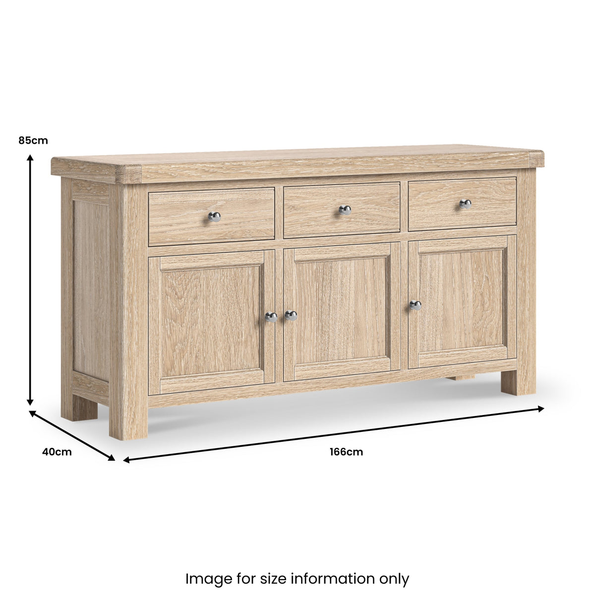 Portland Washed Oak Large Sideboard