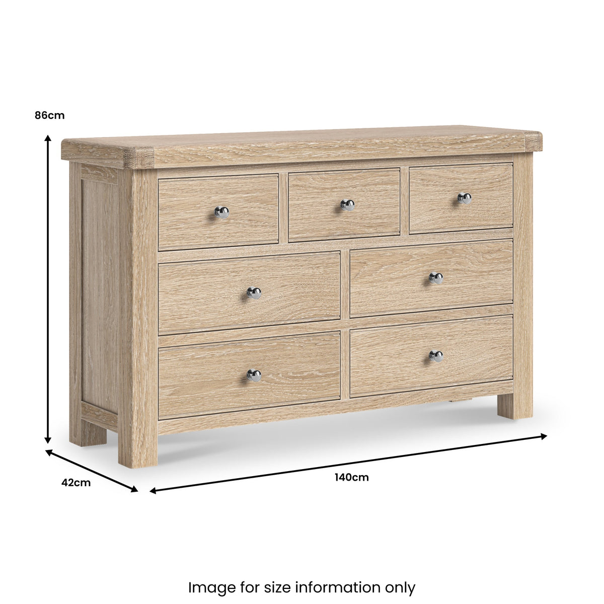 Portland Washed Oak 3 Over 4 Chest