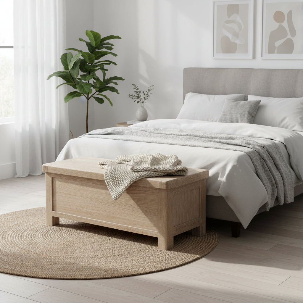 Portland Washed Oak Blanket Box
