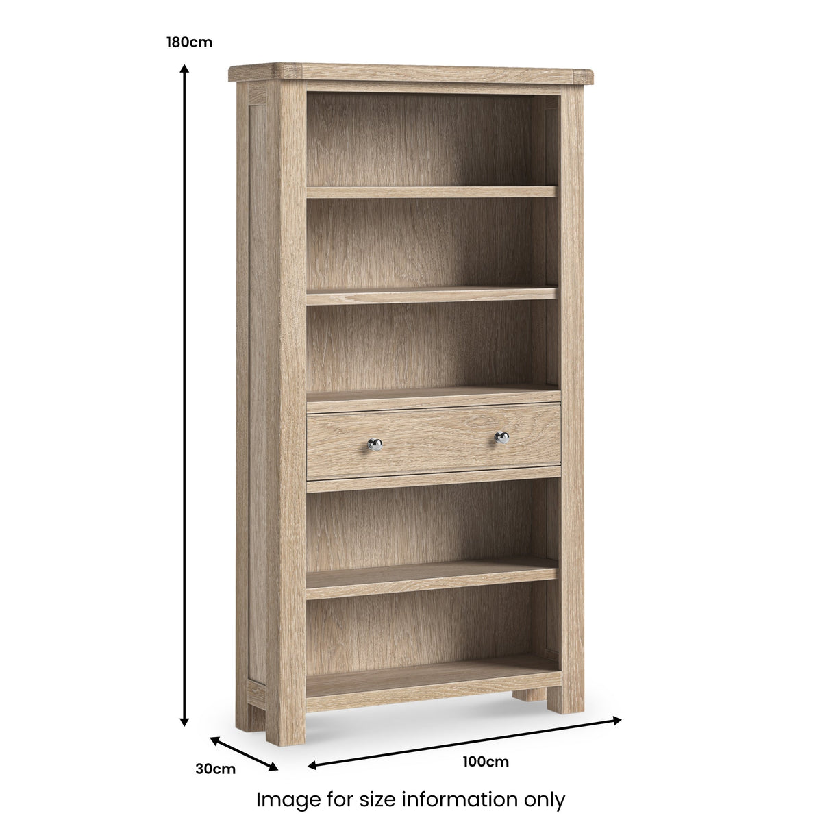 Portland Washed Oak Large Bookcase