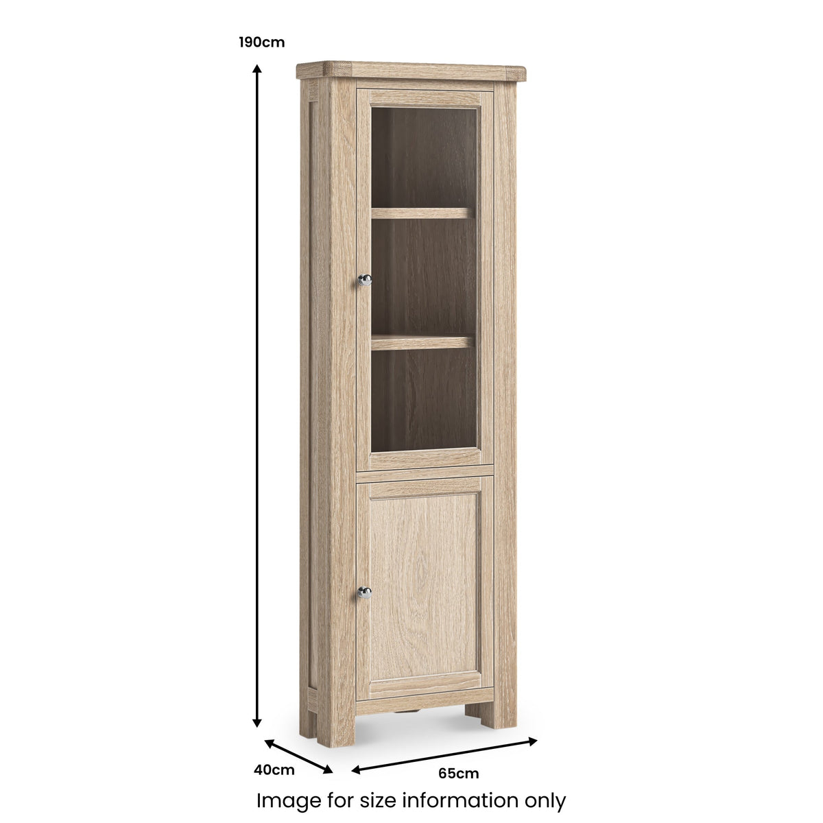 Portland Washed Oak Corner Display Cabinet