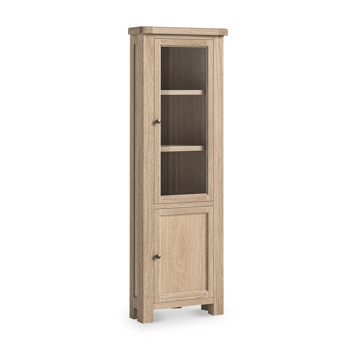 Portland Washed Oak Corner Display Cabinet