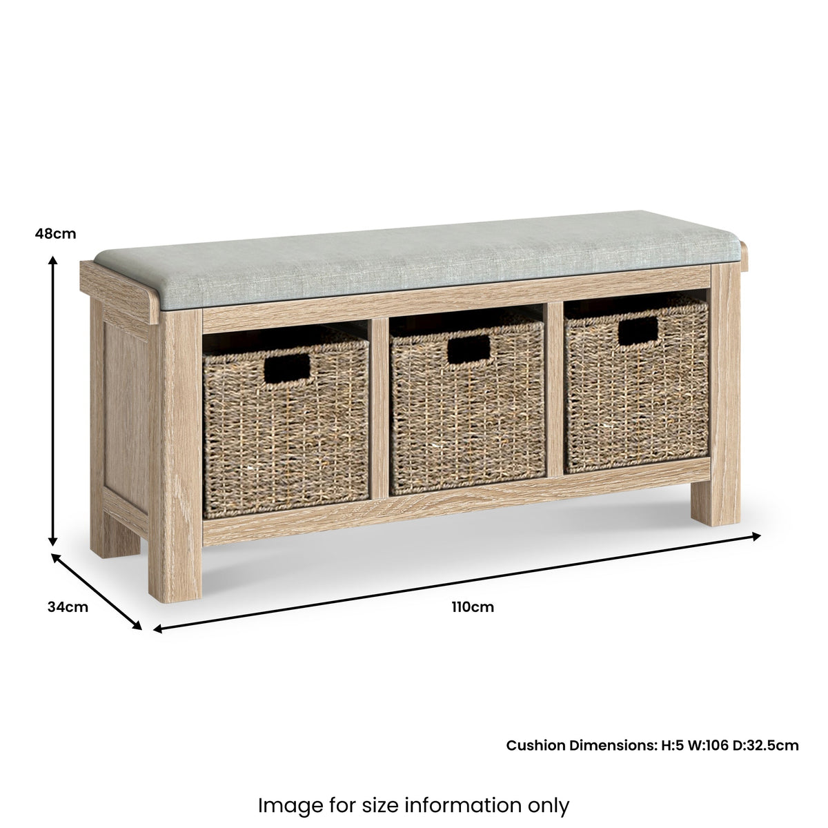 Portland Washed Oak Storage Bench