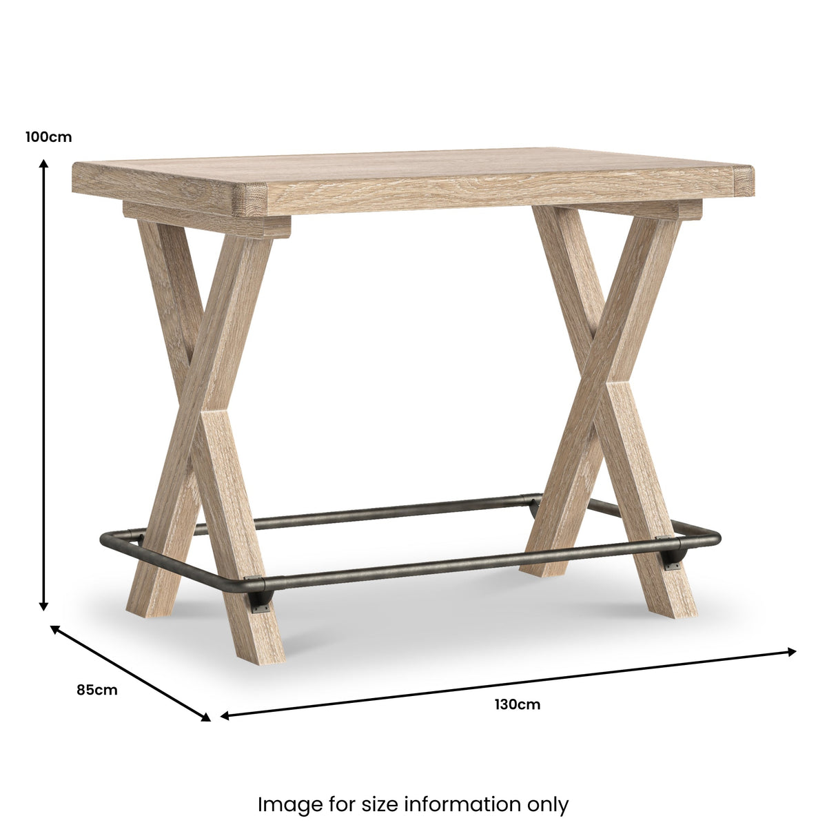 Portland Washed Oak 130cm Bar Table