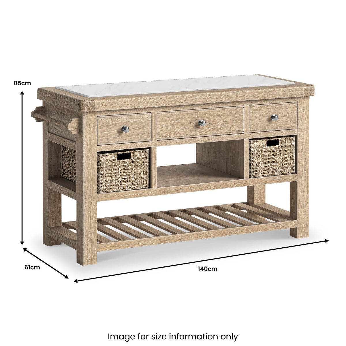 Portland Washed Oak Large Kitchen Island