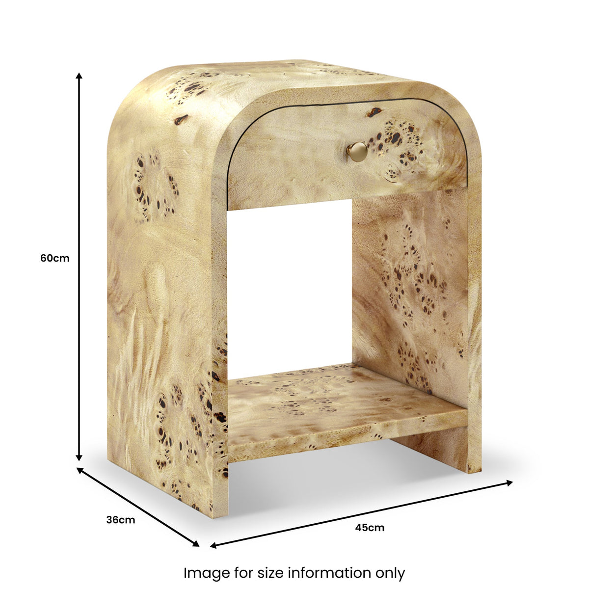 Calder Light Burl Bedside Table