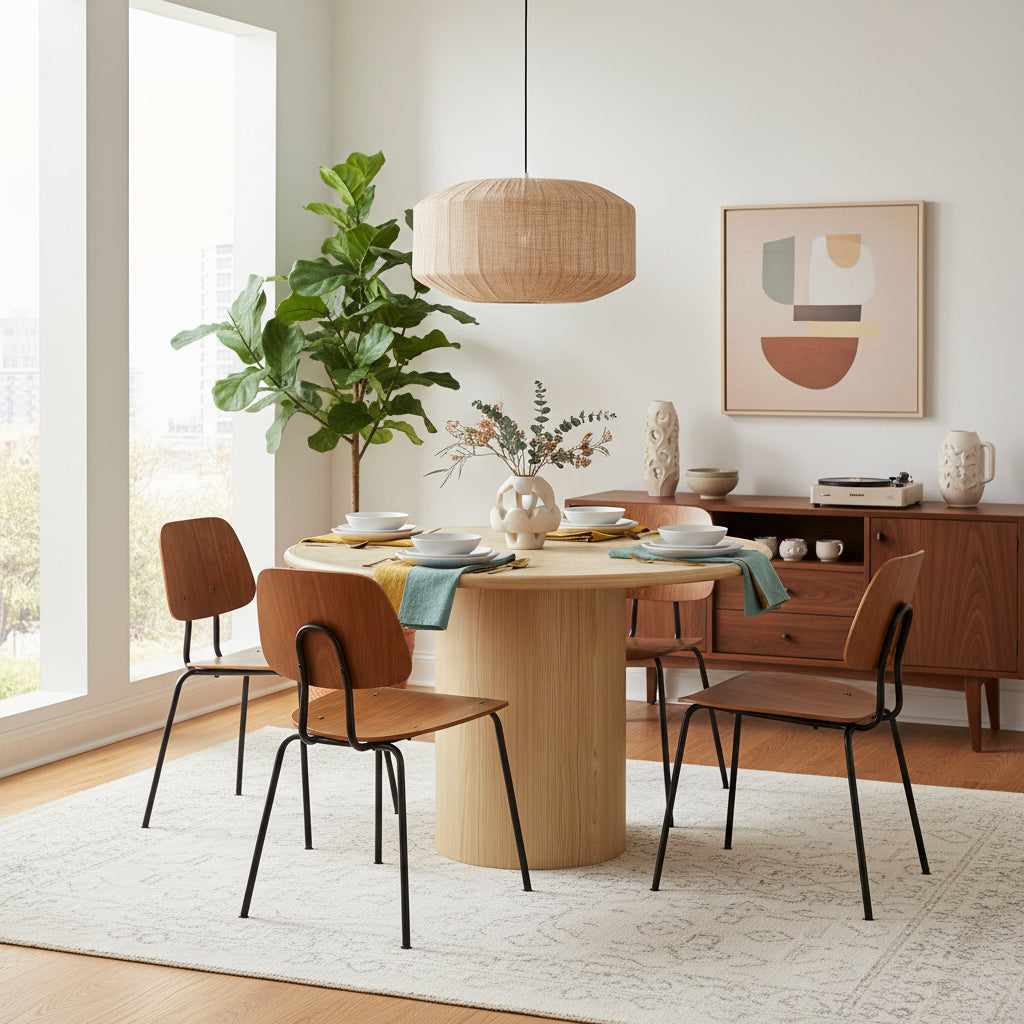 Calder Light Burl 100cm Round Dining Table