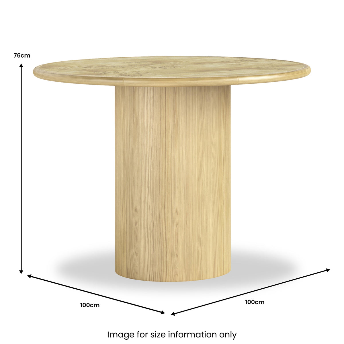 Calder Light Burl 100cm Round Dining Table