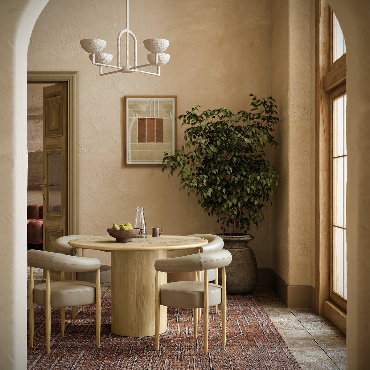 Calder Light Burl 120cm Round Dining Table