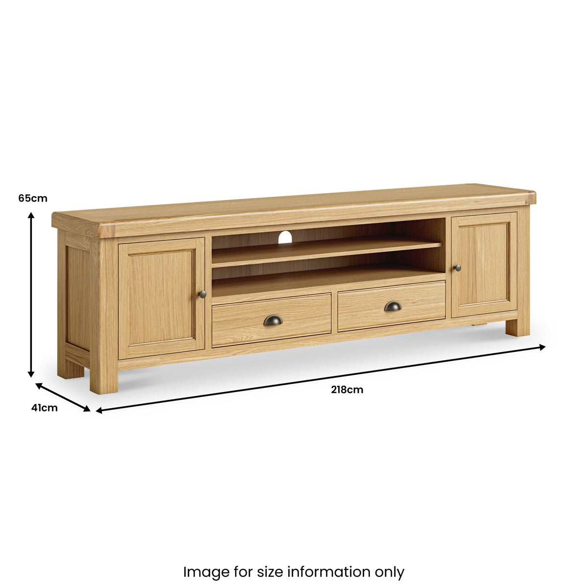 Portland Oak 218cm Wide TV Unit