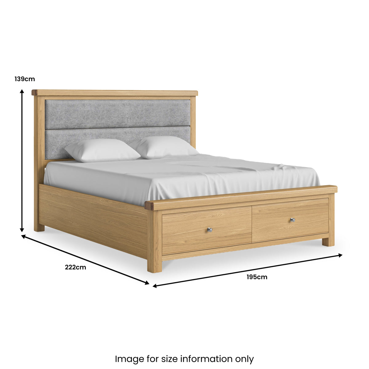 Portland Oak Bed Frame With Drawers