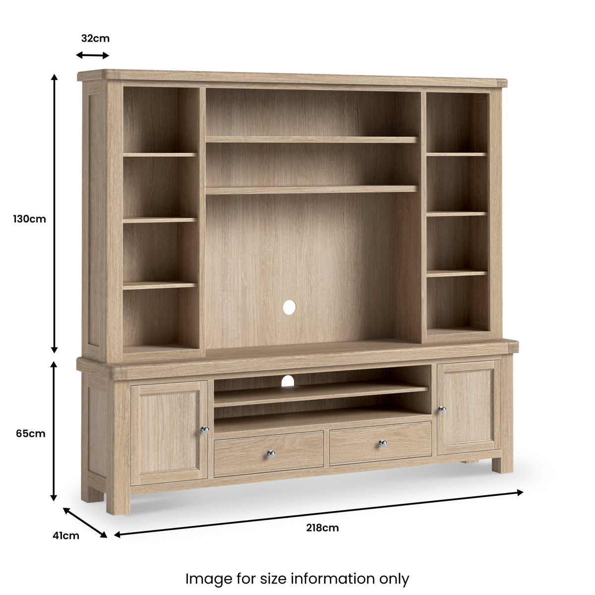Portland Washed Oak TV & Media Storage Unit