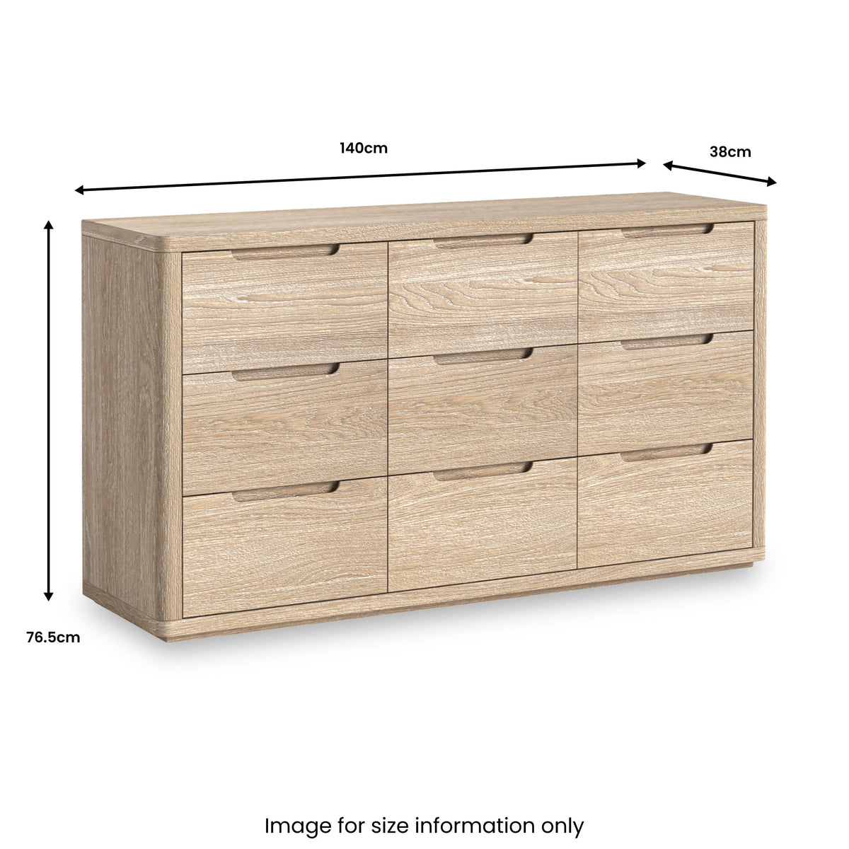 Mylor Washed Oak 9 Drawer Chest