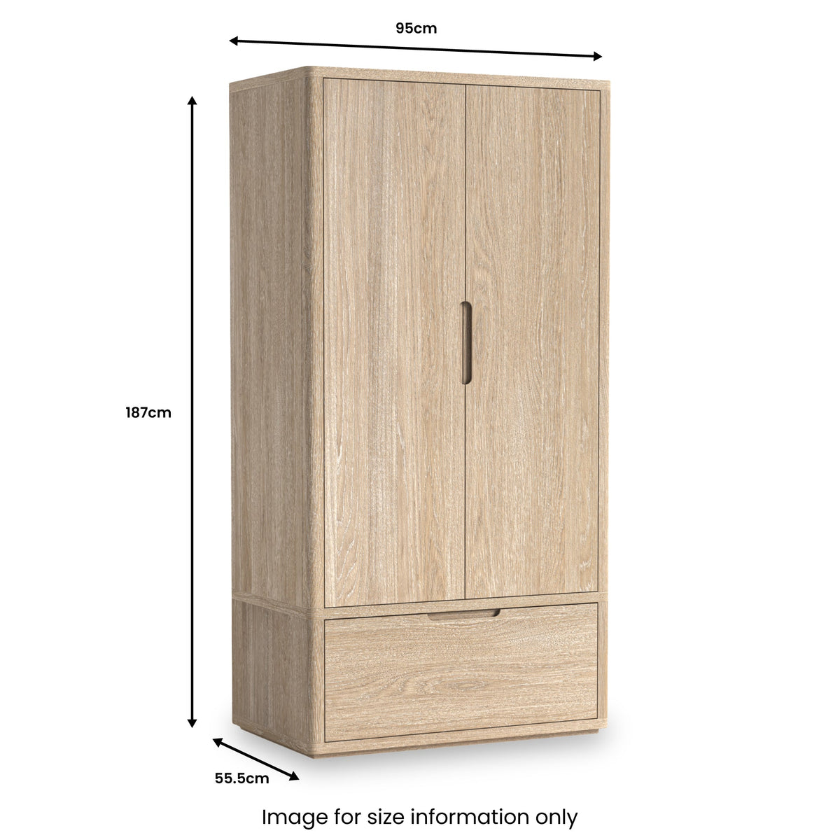 Mylor Washed Oak Double Wardrobe