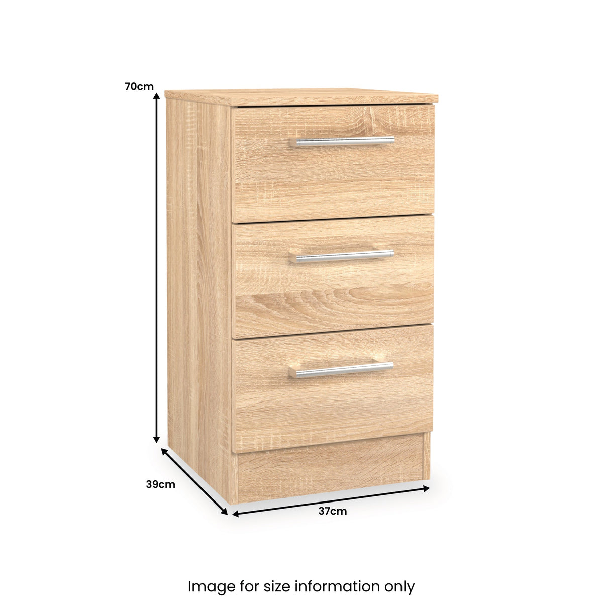 Hadley 3 Drawer Bedside Table