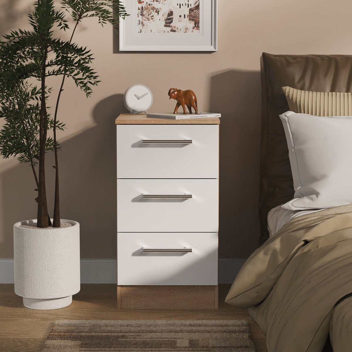 Hadley 3 Drawer Bedside Table