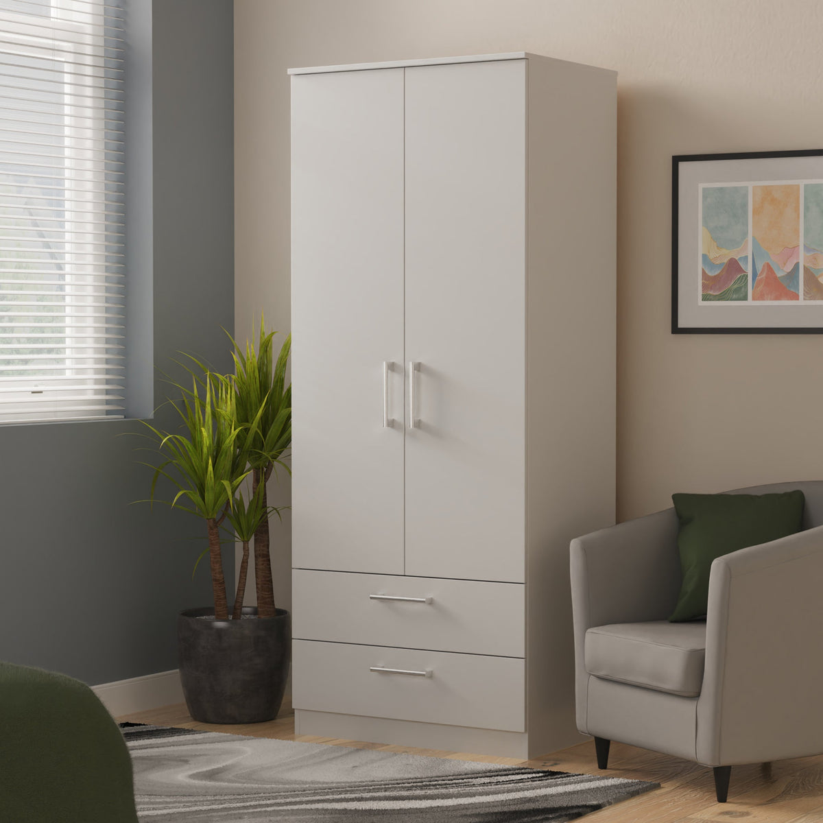 Hadley Double Wardrobe With 2 Drawers